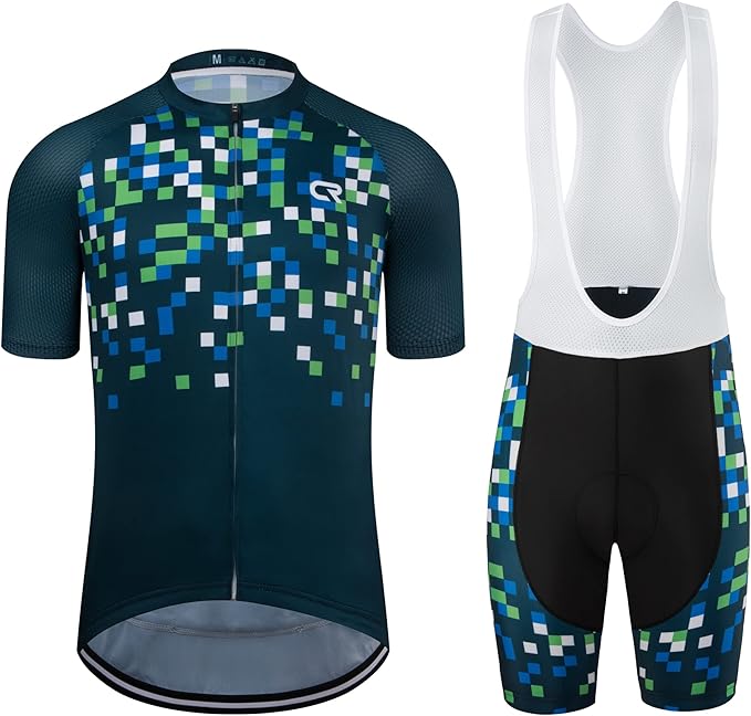 Coconut Ropamo CR Men's Cycling Jersey Set Road Bike Jersey Zipper Pocket Bib Shorts with 4D Padded Cycling Clothing Set