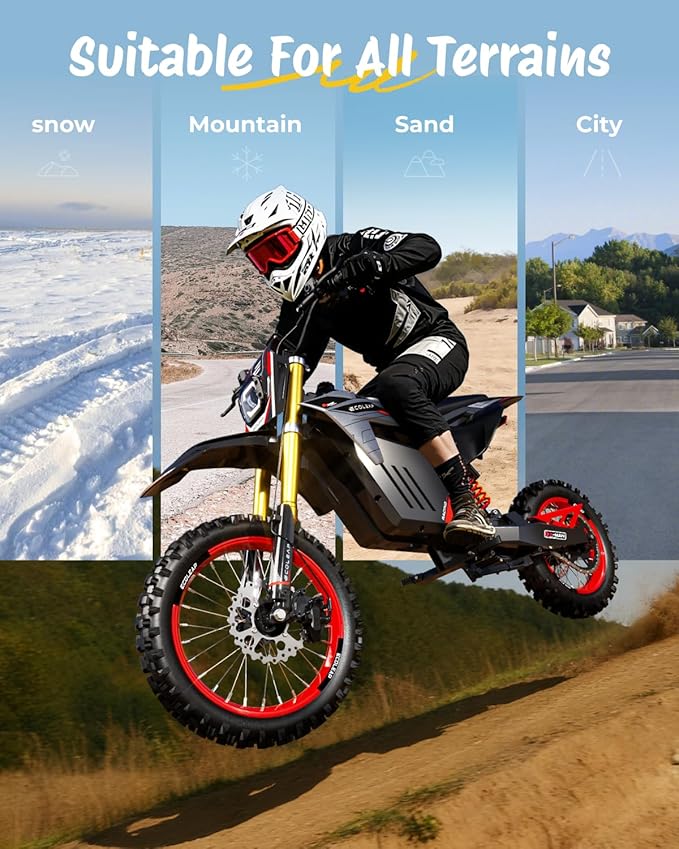 3500W Peak Electric Dirt Bike for Teens & Adults, 37MPH Electric Off-Road E-Bike with 48V 21Ah Battery, Up to 55 Miles Range, Dual Suspension, Hydraulic Brakes, 400LBS Load, Fit Age 13+