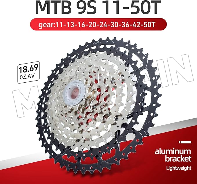 VG SPORTS 8/9/10/11/12 Speed Ultra-Light Bike Cassette for Mountain Bike 11-40T/11-42T/11-46T/11-50T/11-52T MTB Cassette Lightweight Aluminum Bracket Cassette