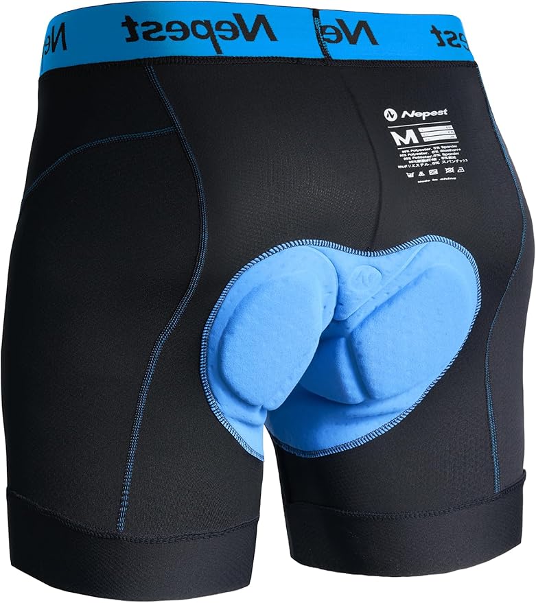 Nepest Mens Cycling Underwear 4D Padded Bike Shorts MTB Liner Mountain Bicycle Tights for Riding