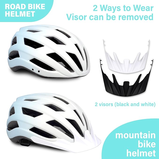 Bike Helmet for Adults Women Men Youth Kids, Lightweight Mountain Road Bicycle Cycling Helmets with Adjustable Dial & Removable Visor