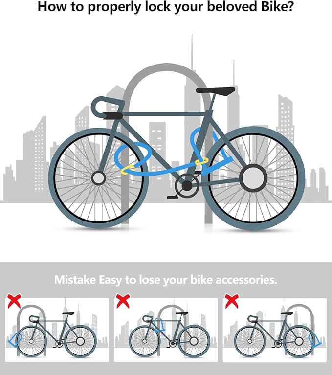 Bike U Lock with 4FT x 6mm Moped Chain, Bike Lock with 2 Keys and Mounting Bracket, Motorcycle U Lock Perfect for Ebike, Escooter, Fat-Tire Dirt-Bike, Tricycle,Bicycle