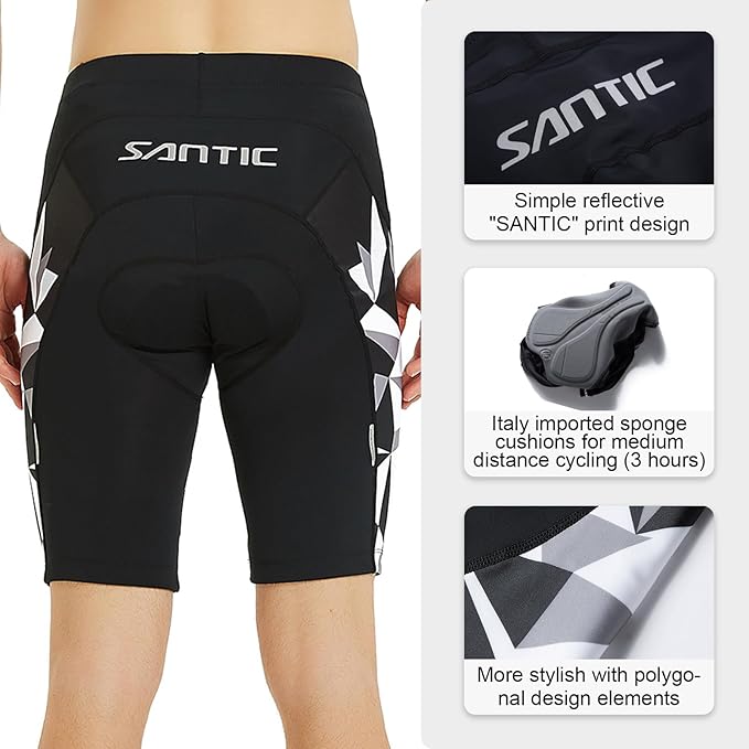 Santic Men's Cycling Shorts Padded Bicycle Riding Pants Bike Biking Clothes Cycle Wear Tights