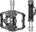 Mountain Bike Pedals - Dual Function Flat and Clipless Pedal - 3 Sealed Bearing Platform Pedals Compatible with SPD, Bicycle Pedals for BMX Spin Exercise Peloton Trekking Bike