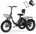 Qlife Triker Plus Electric Trike for Adults, Peak 1200W Motor Floding Trike Ebike, 624Wh E-Bike, 20MPH 65 Miles Electric Tricycle for Adults, 20x4.0 Fat Tire E-Bike, Foldable 3 Wheel for Adults