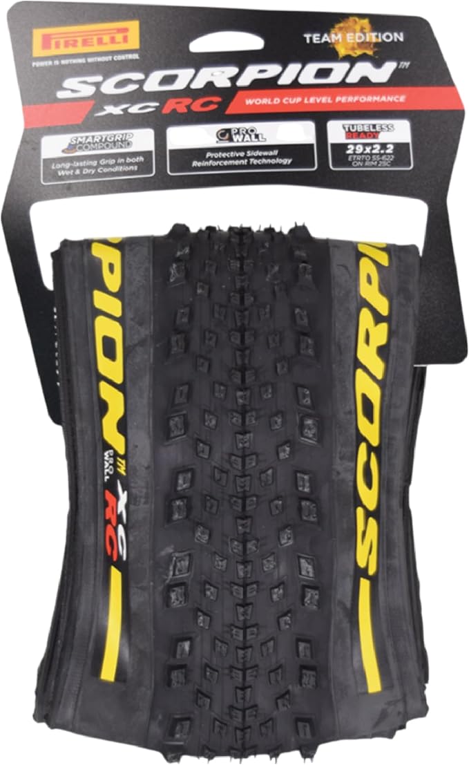 Pirelli Scorpion XC RC Yellow Label (29 x 2.2) Peak Performance for Demanding XC Racing SmartGRIP Compound ProWALL Technology Versatile Tread Design (1 Tire)