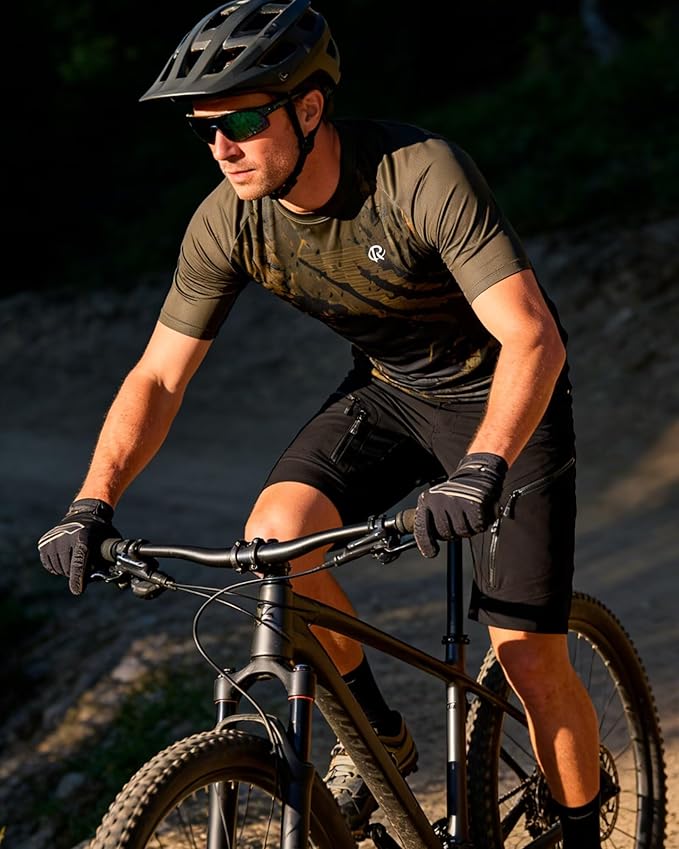 ROTTO Mens MTB Jersey Mountain Bike Cycling Shirt Short Sleeve for MTB BMX Downhill Wicking Quick Dry