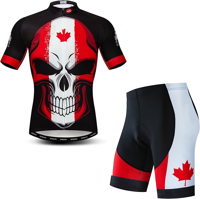 Hotlion Men's Cycling Jersey Sets Gel Pad Summer Bike Clothing Suit Breathable Bike Clothes with 3 Rear Pockets