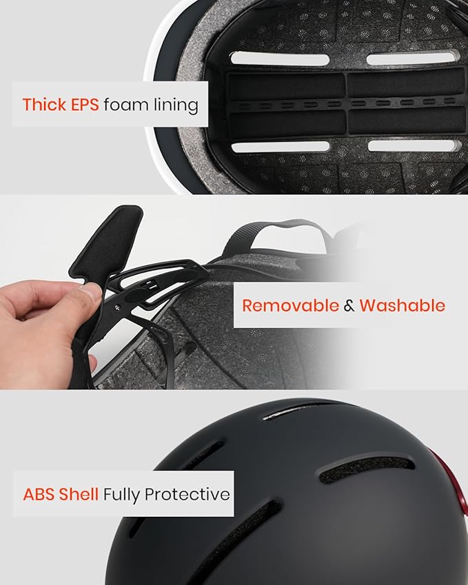 Bike Helmet for Adults with Rechargeable Rear Light, Adjustable Cycling Helmet for Men Women Youth - Safety Certified for Bicycle, Skateboard, Road Bike & Commuting