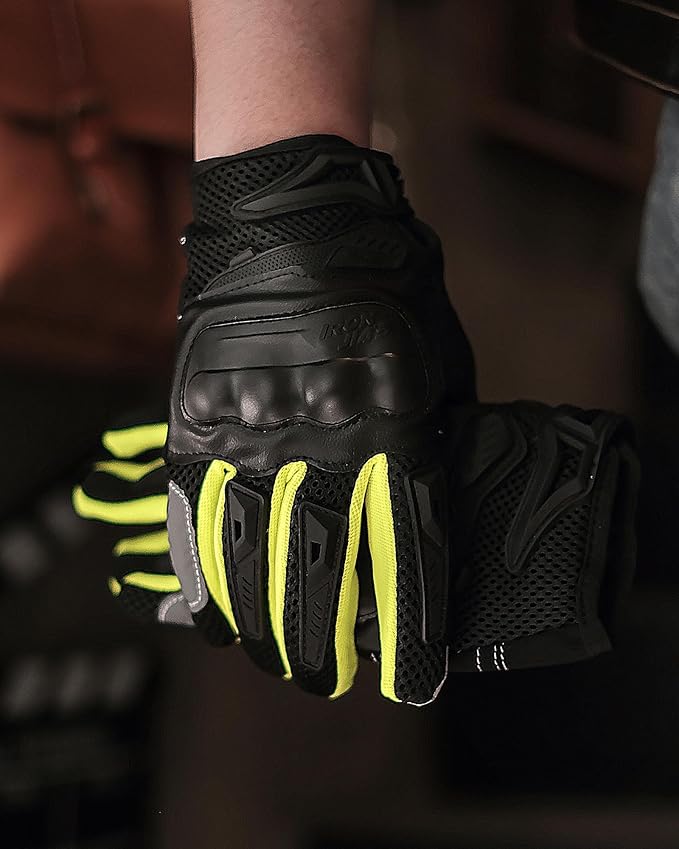 IRON JIA'S Motorcycle Gloves for Men and Women - Motorbike Powersports Racing Gloves with Hard Knuckle Touchscreen for BMX ATV MTB Riding (Green XL)