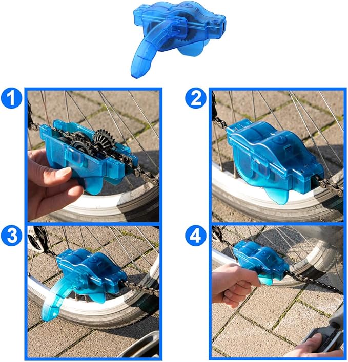 MMOBIEL Bike Chain Cleaning Tool Chain Scrubber with Rotating Brushes for Deep Cleaning – Bicycle Maintenance Tool Kit for MTB, Road, BMX & City Bikes