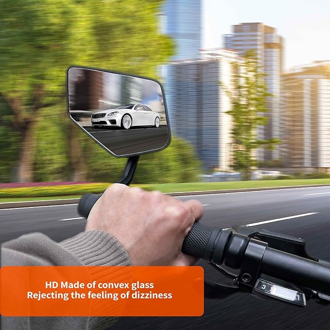 Bike Mirror for Handlebar, HD Glass Lens Scratch Resistant and Fall Resistant Bicycle Mirror, Adjustable Bar End Rear View Mirror for E-bike, Mountain Bike & City Bikes (Left 0.59-0.78")