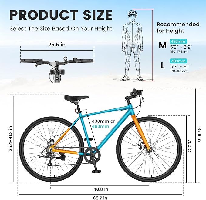 NAIZEA 700C Hybrid Bike for Adults, Aluminum Frame Step-Over Bicycle, 8-Speed Vintage Retro Road Bike for Men and Women, City Commuter Cycling, Multiple Colors