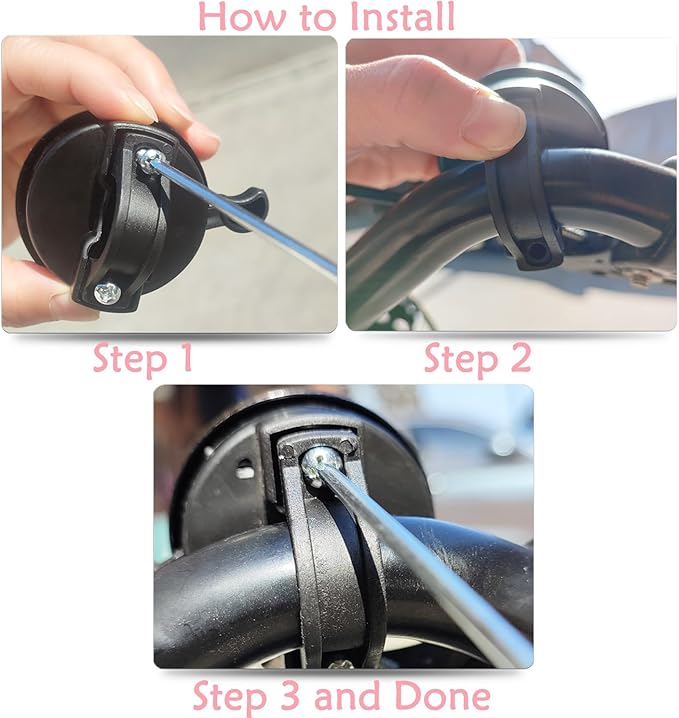 Kids Bike Bell for Little Girls, Pink Handlebar Ring Bell for Toddlers, Universal Bicycle Bell for Scooter, Tricycle, Balance Bike