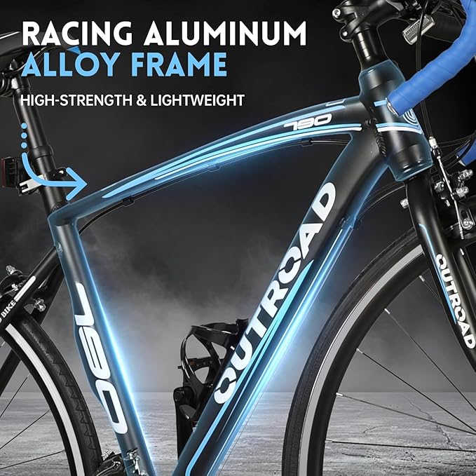 700C Lightweight Aluminum Road Bike – 14-21 Speed Commuter Bicycle with Dual Disc/V Brakes for Men & Women (Black, Red, Blue, White)
