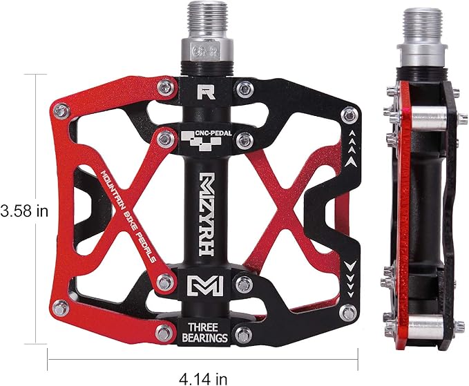 MZYRH Mountain Bike Pedals, Ultra Strong Colorful CNC Machined 9/16" Cycling Sealed 3 Bearing Pedals