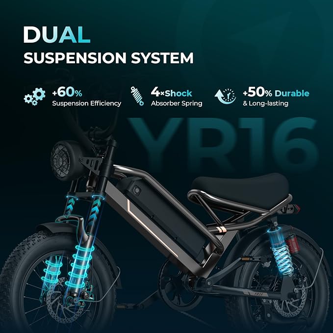Jasion 3000W/2000W Electric Bike for Adults Teens,Electric Dirt Ebike 80/55 Miles Range,Moped Style E Bike 32/28MPH,20"/16"*4 Fat Tire Off Road Bike with Cruise Control,Dual Suspension E Motorcycle