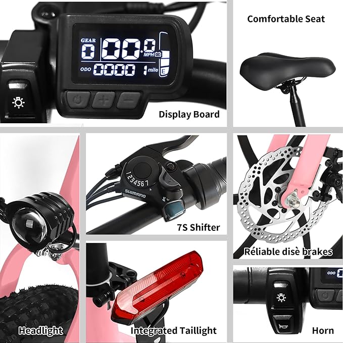 20" Folding Electric Bike for Adults, 850W Lightweight Foldable Ebike, 4lbs,60+ Mile Range, 25mph Top Speed, Fat Tire Electric Bicvcle