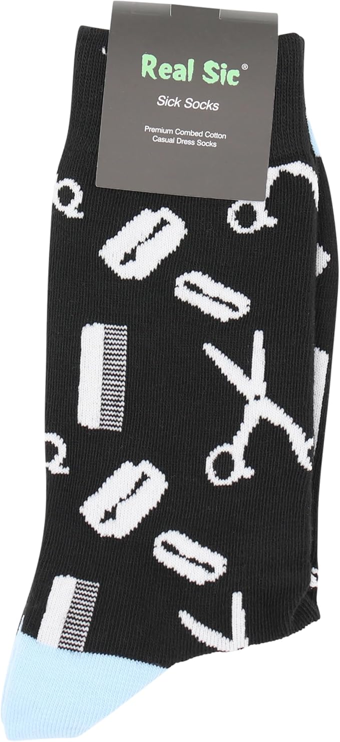 Real Sic Fun Socks for Men and Women - Cozy Cotton Dress Socks with Colorful Designs - Cool, Casual, Wacky Patterned