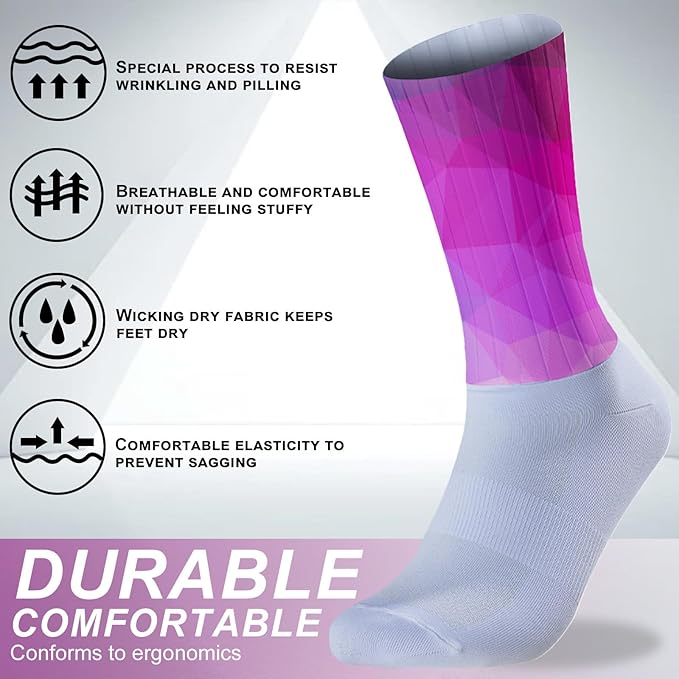 Cycling Socks Athletic Crew Socks Breathable Cushioned Compression Running Hiking Socks For Mens Womens