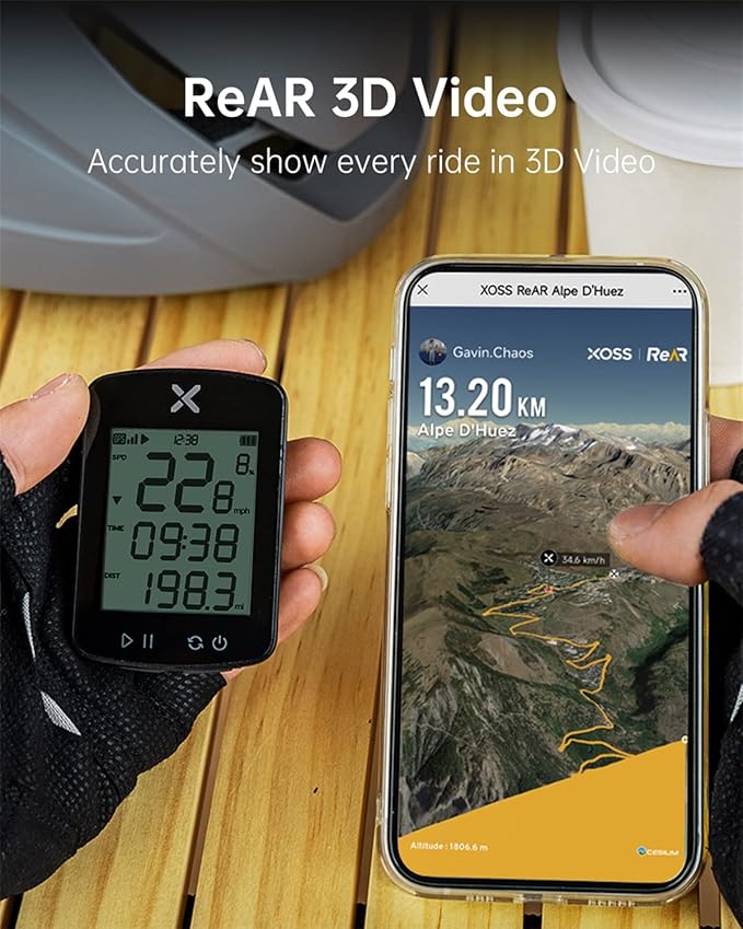 XOSS G Gen2 GPS Bike Computer Wireless, Bluetooth IPX7 Waterproof Cycling Computer, Rechargeable Bicycle Speedometer Odometer with 2.2 inch LCD Screen, 28 hrs Long Battery Life (XOSS APP Support)