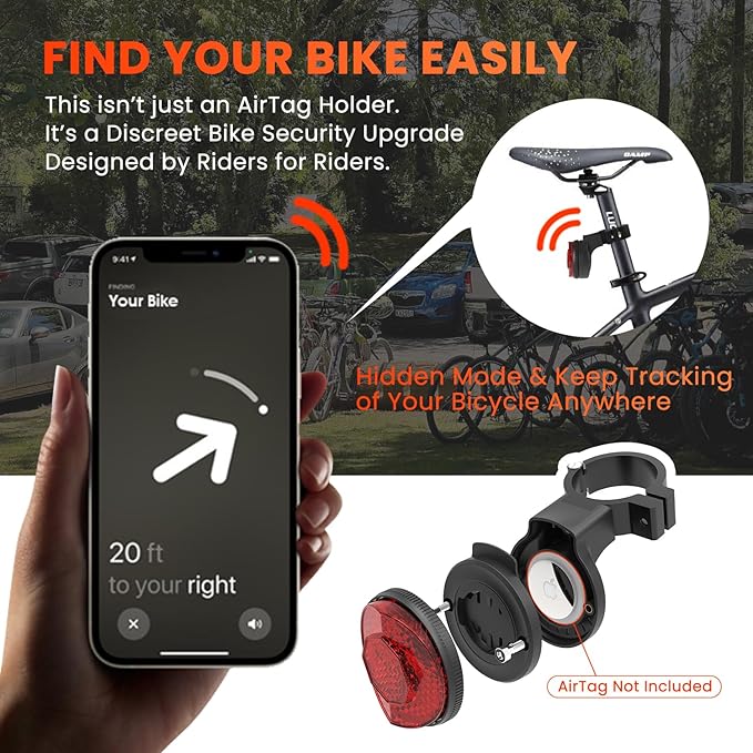 Hidden Bike GPS Tracker Mount – Compatible with Apple AirTag & Garmin Varia, Anti-Theft Reflector Seatpost Holder for Mountain, Road, Electric Bikes