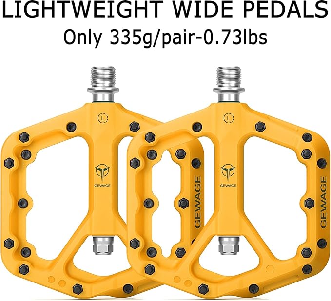 Mountain Bike Pedals - 9/16" Nylon Fiber Bicycle Flat Pedals -Bicycle Platform Pedals for Road Mountain BMX MTB Bike