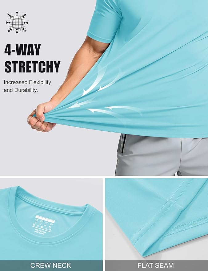 MAGCOMSEN Men's Short Sleeve UPF 50+ T-Shirt Quick Dry Workout Athletic Running Swim Tops Tee Rash Guard Performance Shirts
