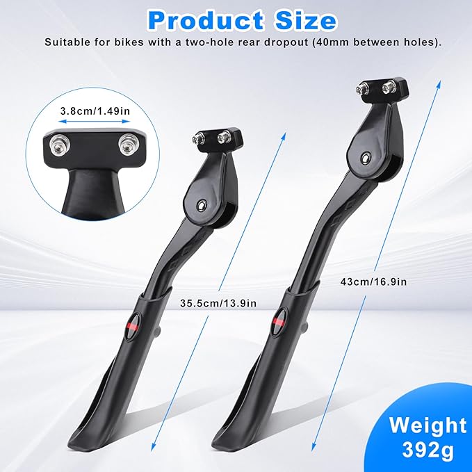 Gugxiom Adjustable Bike Kickstand, Aluminum Alloy Adjustable Height Anti Slip Universal Parking Side Kick Stand Replacement for Electric Bicycles Mountain Bikes