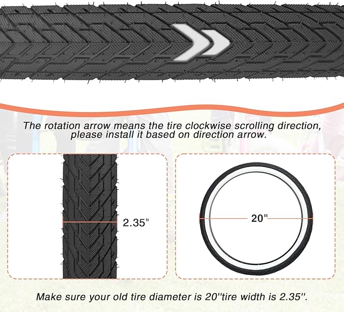 ZUKKA 20 x 2.35 Bike Tire 1/2 Pack 20 inch x 2.35 BMX Bike Tire Folding Replacement Tire for MTB Mountain Bike, BMX Bicycle Commuter Bike