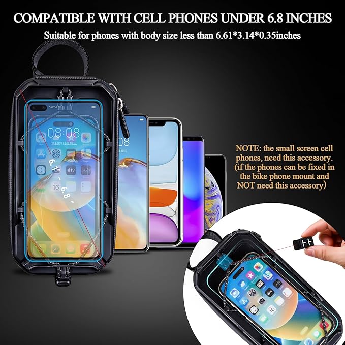 Aoben Bike Bicycle Phone Front Frame Bag for Mountain Bike Road Bike, EVA Hard Casing Bike Phone Holder Bike Phone Mount for MTB, Bike Bicycle Accessories for Cell Phone Under 6.8 Inches (Black)