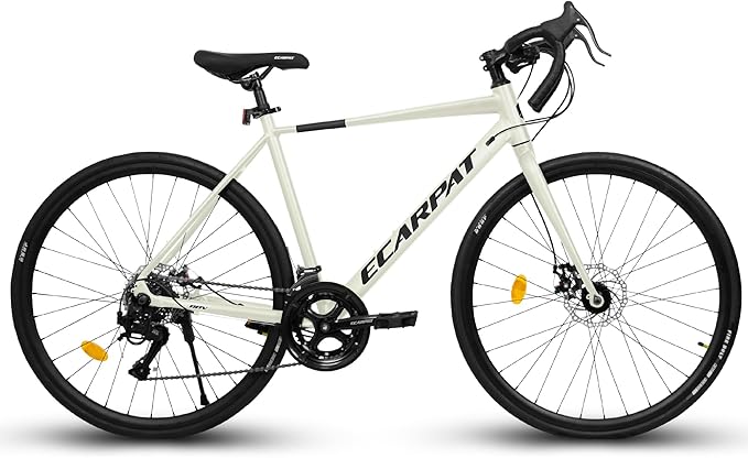 700c x 28c Road Bike with Drop Bar, 16 Speed Road Bicycle, Lightweight Aluminum Frame, Racing Bike with Dual Disc Brake for Men Women Adults, Ideal for High-Intensity Riding