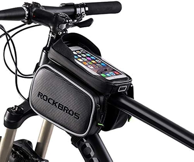 ROCKBROS Bike Phone Bag, Waterproof Large-Capacity Handlebar & Top Tube Phone Pouch for Cycling, Fits Smartphones Up to 6.2 Inches, Storage Case for Road & Mountain Bikes