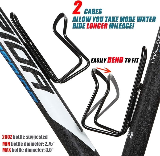 USHAKE Water Bottle Cages, Basic MTB Bike Bicycle Alloy Aluminum Lightweight Water Bottle Holder Cages Brackets(2 Pack- Drilled Holes Required)