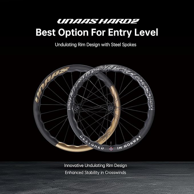 WINSPACE UNAAS HARD2 Carbon Fiber Wheelset 700C Disc Brake Wave Rim 45-55mm Ultralight 1578g Road Bike Wheels, Tubeless Ready Pillar 1423 Spoke.