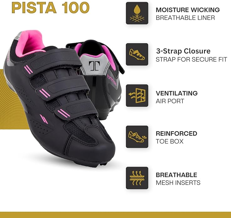 Tommaso Pista SPD & Peloton Shoes for Women—2 in 1—Fit for Peloton, Spin & Indoor Bikes—Install Your Own Delta or SPD Cleats Essential Bike Accessories for Cyclebar & Soulcycle