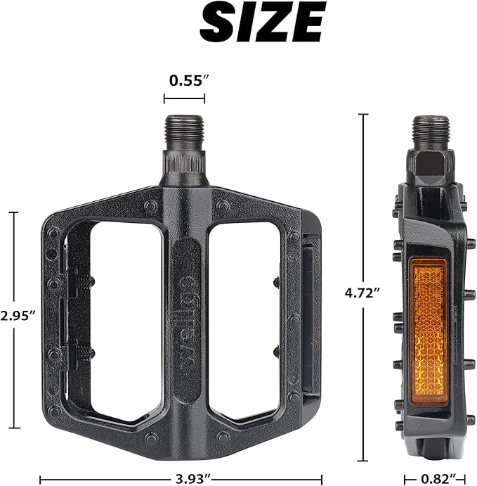MOHEGIA Bike Pedals,Mountain Bicycle Pedal Sets,9/16 Compatible, Non-Slip Aluminum Allow Replacement for BMX MTB-Pair