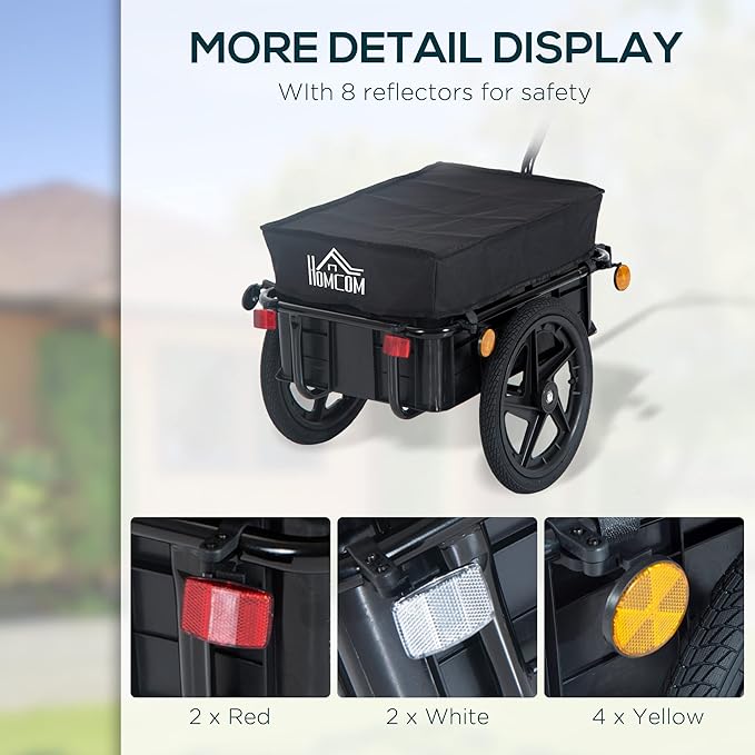 Bike Cargo Trailer with Removable Waterproof Cover and Box– 88 lbs Capacity, Bicycle Trailer w/16 Wheels and Safe Reflectors