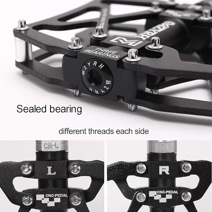 MZYRH Mountain Bike Pedals, Ultra Strong Colorful CNC Machined 9/16" Cycling Sealed 3 Bearing Pedals