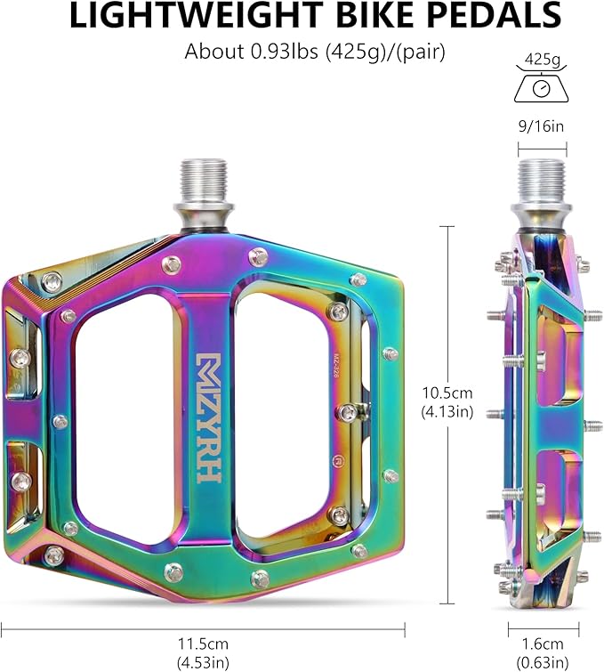 MZYRH Road/Mountain Bike Pedals MTB Pedals Aluminum Alloy Bicycle Pedals 9/16" Sealed Bearing Lightweight Platform for Road Mountain BMX MTB Bike