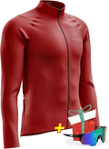 Men's Cycling Jersey Moisture Wicking Long Sleeve Full Zip Bike Road Riding Biking Shirts+ Cycling Glasses