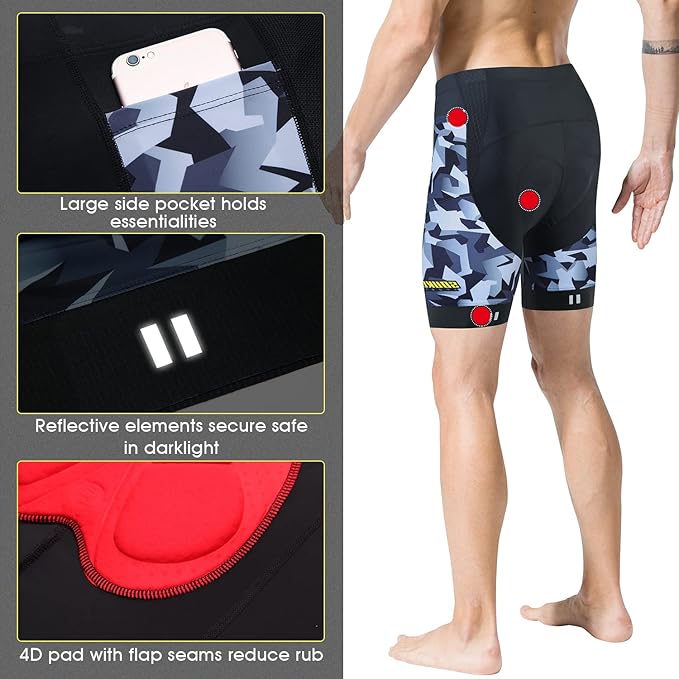 Souke Sports Padded Bike Shorts for Men Cycling Bicycle Shorts Comfortable Road Biking Pants
