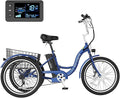 MOONCOOL MONCOOL Adult Electric Tricycle, 350W Front Drive Motor (Peak 700W), 15.5MPH E-Trike with Removable 36V 14.5Ah Battery, 60 Miles Range, 24/26 Inch 7-Speed 3 Wheel Electric Bike, Large Basket