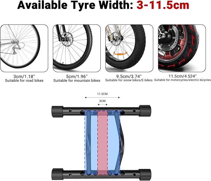 Himiway Bike Floor Parking Rack, Adjustable Freestanding Bicycle Storage Rack, Bike Floor Stand for 3-11.5cm Tyre Width Mountain Road MTB Bikes for Indoor&Outdoor Garage Storage