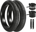 2 Pack 20x3.0/20x4.0/24x4.0/26x3.0/26x4.0 Fat Bike Tires and Tubes Set, 20 Inch All-Terrain Tires, for Mountain Ebikes Snow Bikes Beach