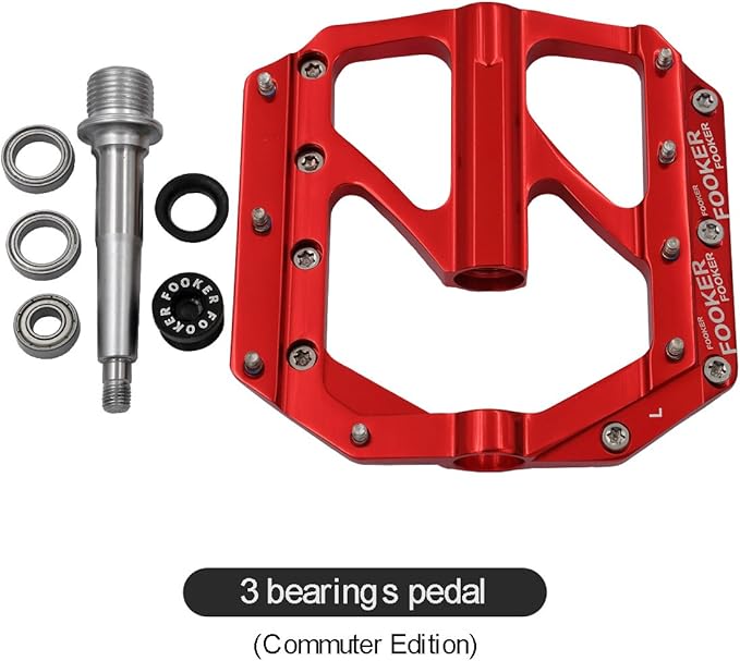 FOOKER Bike Pedals Non-Slip Aluminum Alloy MTB Mountain Bike Pedals 3 Bearing 9/16" for Road BMX MTB Bikes