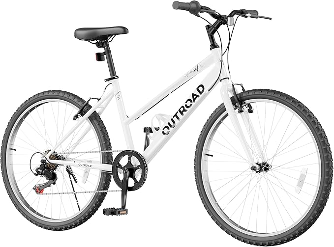 26 inch 7-Speed Commuter Bicycle,Hybrid Bicycle,Men's Cruiser Bike/Mountain Bike V Brake,Metal Frame, Adult Bike (Black, White, Blue, Green, Purple, Pink)