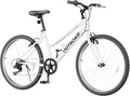 26 inch 7-Speed Commuter Bicycle,Hybrid Bicycle,Men's Cruiser Bike/Mountain Bike V Brake,Metal Frame, Adult Bike (Black, White, Blue, Green, Purple, Pink)