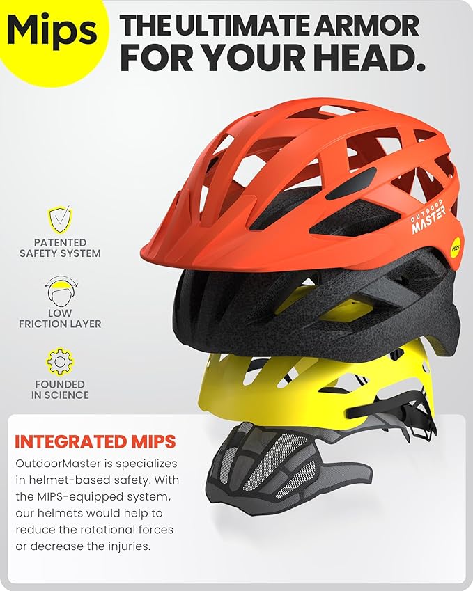 OutdoorMaster Gem Recreational MIPS Cycling Helmet - Two Removable Liners & Ventilation in Multi-Environment - Bike Helmet in Mountain, Motorway for Youth & Adult