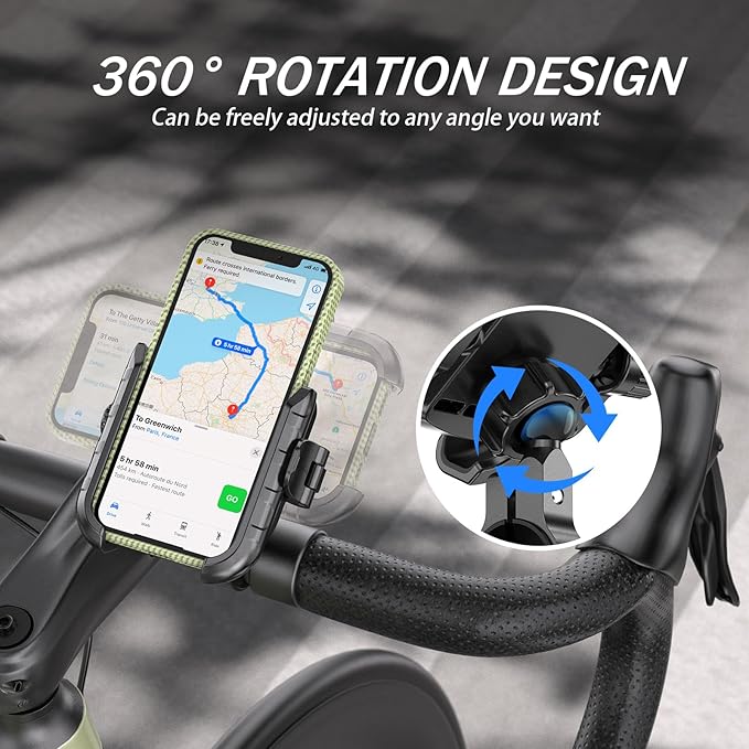 Bike Motorcycle Phone Mount with Aluminum Alloy Mounting Base, [1s Lock & Release] [Camera Friendly] Bicycle Handlebar Cell Phone Holder for Scooter ATV, Fit 5.4-7.2" Smartphone